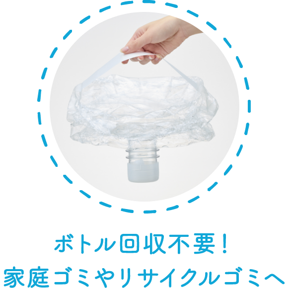 ボトル回収不要！ そのままゴミ箱にポイ